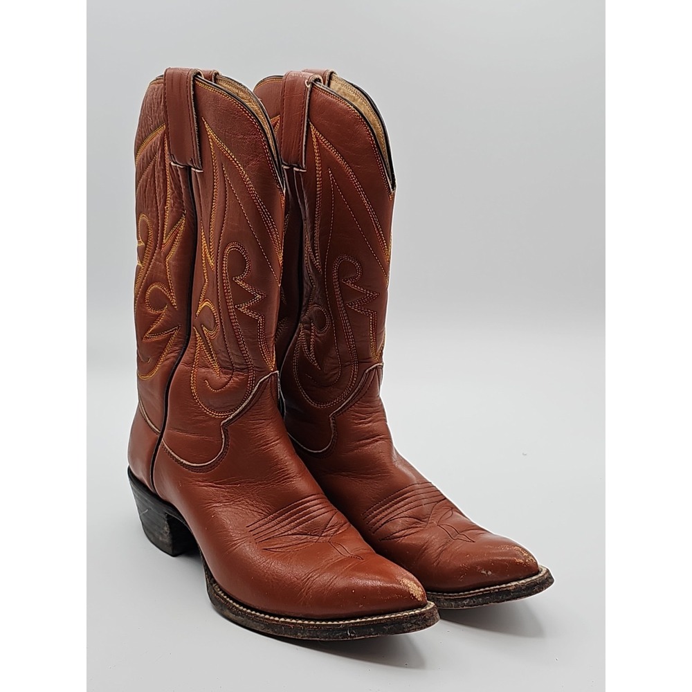 Vintage Brown Leather Cowboy Boots Women's Size 5/6 Pointed Toe Made in Mexico